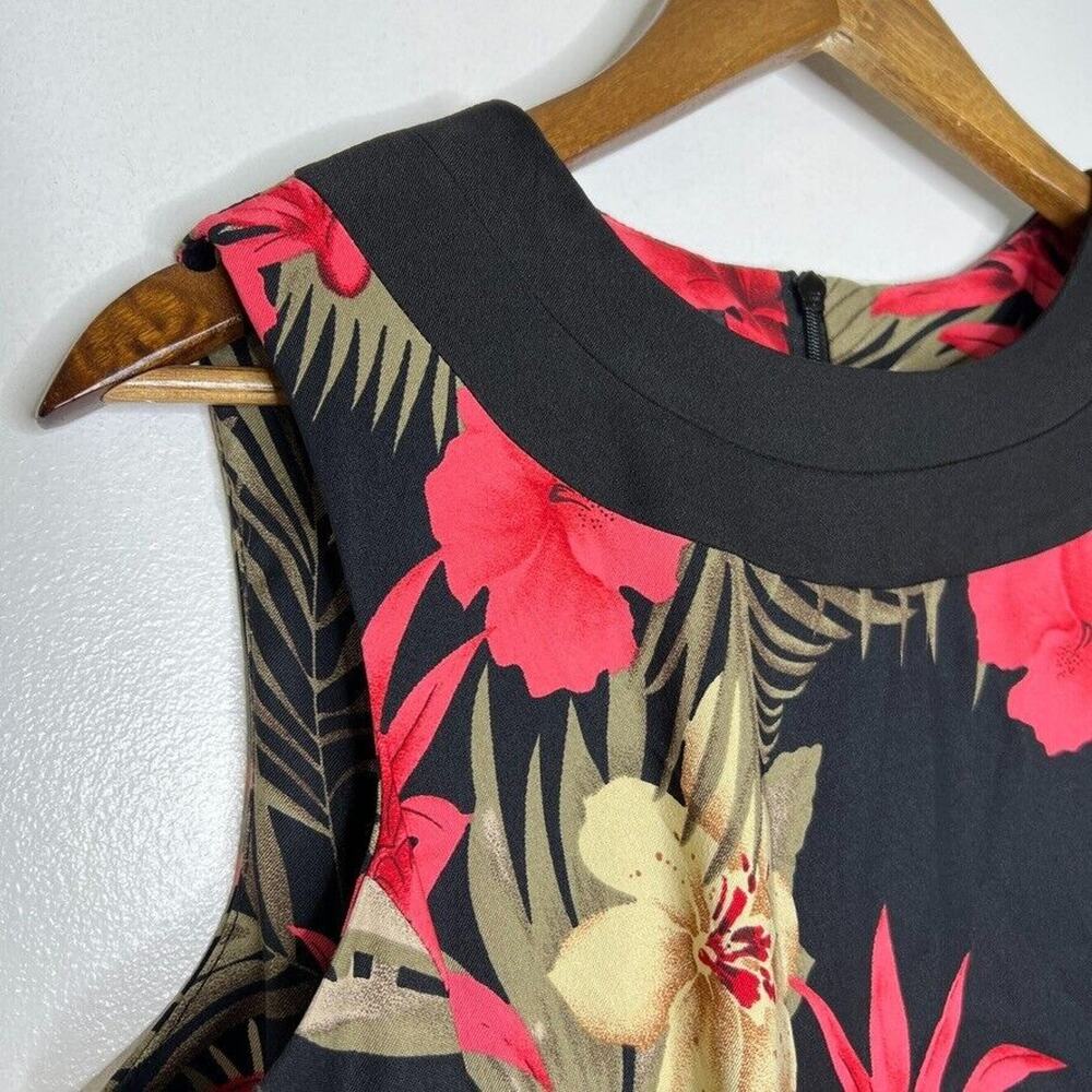 B-Works Black Tropical Floral Vacation Beach Sleeveless Sheath Dress 12 Women